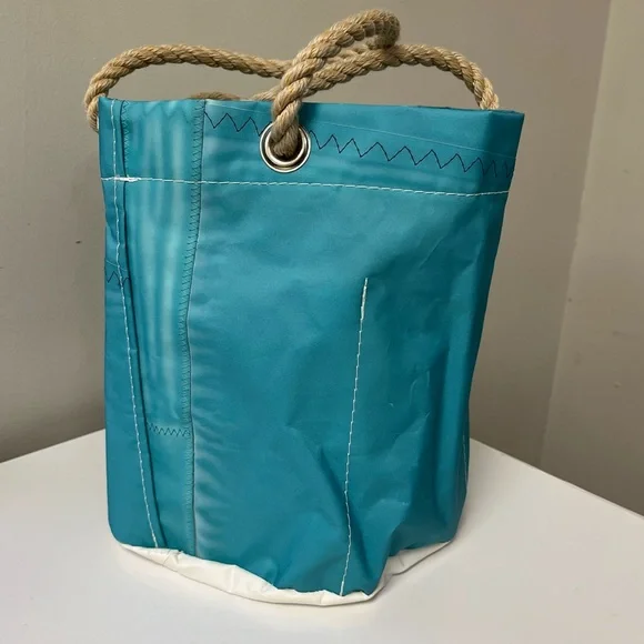 SEA BAGS TIE-DYE LIFE IS GOOD BEACHCOMBER BUCKET BAG TOTE Teal Blue Rainbow - Picture 6 of 12